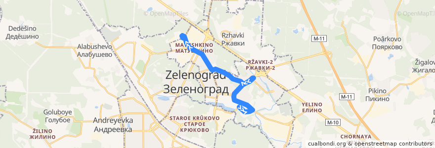 Mapa del recorrido Автобус № 6: Городская больница - Северная de la línea  en Зеленоградский административный округ.