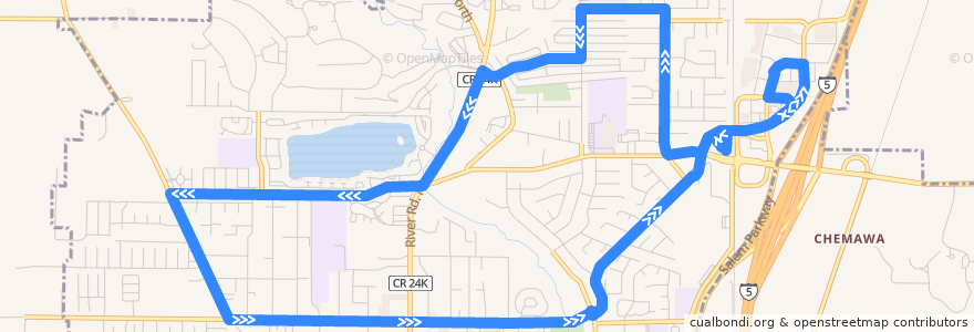 Mapa del recorrido Cherriots 14 Windsor Island de la línea  en Keizer.