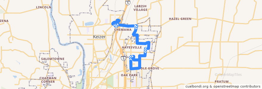 Mapa del recorrido Cherriots 12 Hayesville Drive de la línea  en Marion County.