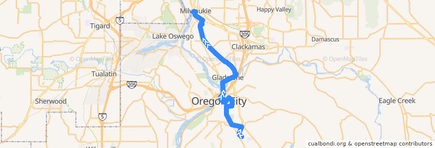 Mapa del recorrido Bus 32: Clackamas Community College => Milwaukie de la línea  en Clackamas County.
