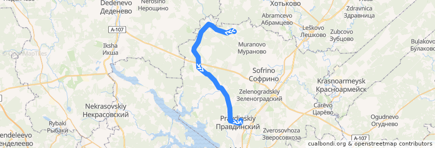 Mapa del recorrido Автобус №32: Луговая - пл. Правда de la línea  en Пушкинский городской округ.