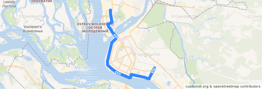 Mapa del recorrido Автобус 61 de la línea  en городской округ Архангельск.