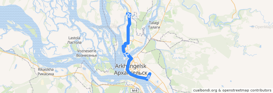 Mapa del recorrido Автобус 65 de la línea  en городской округ Архангельск.