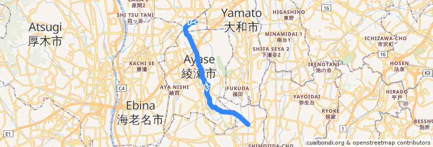 Mapa del recorrido 長24 さがみ野駅→大塚本町・寺尾→長後駅西口 de la línea  en 神奈川県.