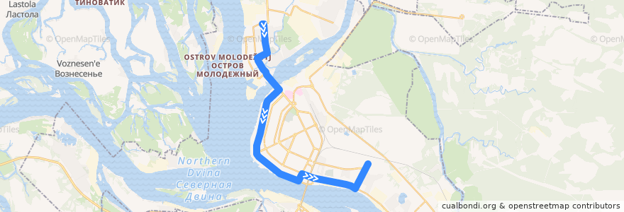 Mapa del recorrido Автобус 61 de la línea  en городской округ Архангельск.