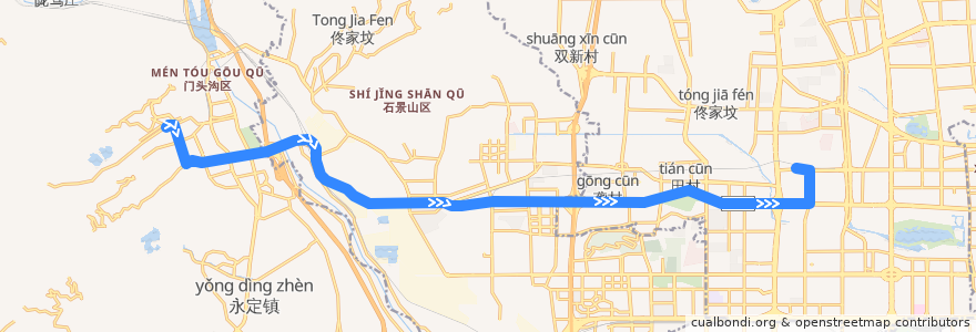 Mapa del recorrido Bus BRT4支: 龙泉西公交场站 => 地铁海淀五路居站 de la línea  en Pékin.