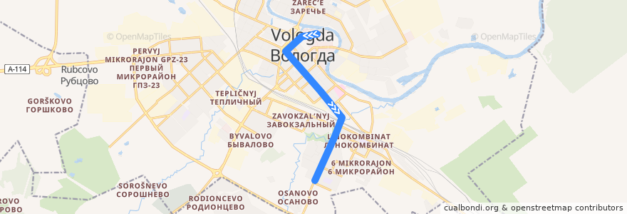 Mapa del recorrido Автобус №25: ВоГТУ - Архангельская de la línea  en городской округ Вологда.