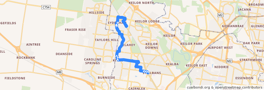 Mapa del recorrido Bus 425: St Albans Station => Delahey => Watergardens Station de la línea  en City of Brimbank.