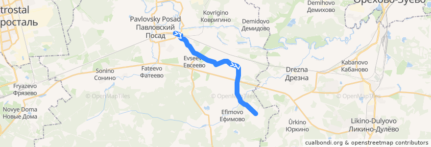 Mapa del recorrido Автобус №32: Павловский Посад - Козлово de la línea  en Павлово-Посадский городской округ.