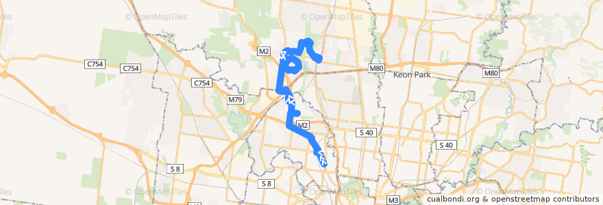 Mapa del recorrido Bus 477: Moonee Ponds => Essendon & Airport West & Gladstone Park => Broadmeadows Station de la línea  en Melbourne.