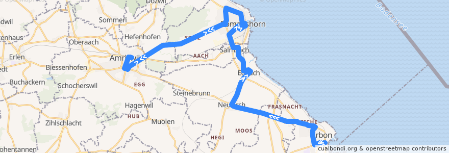 Mapa del recorrido Bus 940: Arbon, Bahnhof => Romanshorn, Bahnhof => Amriswil, Bahnhof de la línea  en Bezirk Arbon.