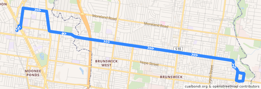 Mapa del recorrido Bus 503: Essendon => Albion Street => East Brunswick de la línea  en Melbourne.