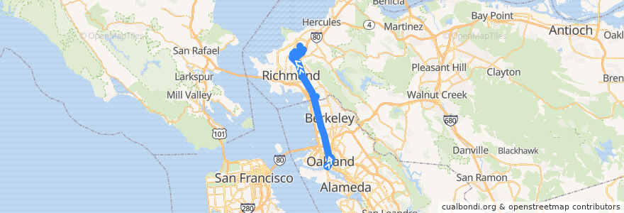 Mapa del recorrido AC Transit 72: Jack London Square => Hilltop Mall de la línea  en Kaliforniya.