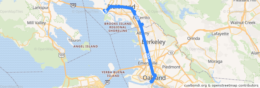 Mapa del recorrido AC Transit 72M: Point Richmond => Jack London Square de la línea  en California.