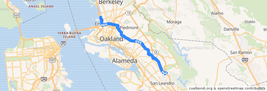 Mapa del recorrido AC Transit 57: Foothill Square => Public Market Emeryville de la línea  en 오클랜드.