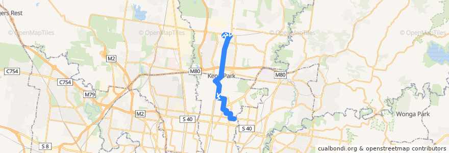 Mapa del recorrido Bus 555: Epping Plaza => Lalor & Thomastown & Reservoir => Northland SC de la línea  en Melbourne.