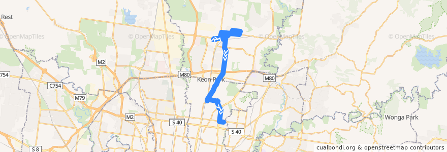 Mapa del recorrido Bus 556: Epping Plaza => Dalton Road => Northland SC de la línea  en Melbourne.