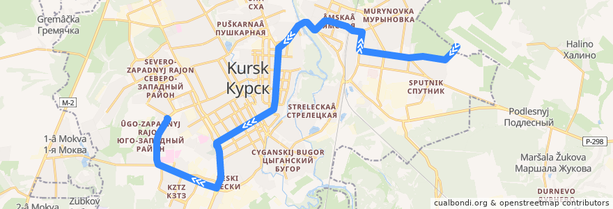 Mapa del recorrido Маршрут автобуса №81: "Аэропорт - Микрорайон "Родники"" de la línea  en городской округ Курск.