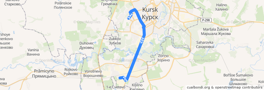 Mapa del recorrido Маршрут автобуса №92: "Улица Косухина - 1-я Строительная улица" de la línea  en городской округ Курск.