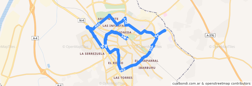 Mapa del recorrido L-3 Dos Hermanas de la línea  en Dos Hermanas.