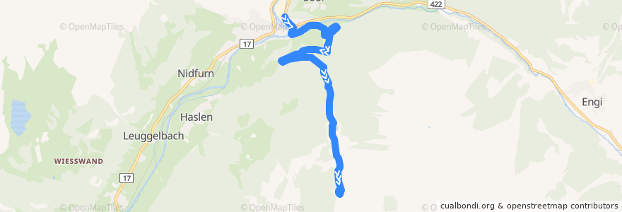 Mapa del recorrido Bus 544: Schwanden GL, Bahnhof => Kies (Niederental) de la línea  en Glarus Süd.