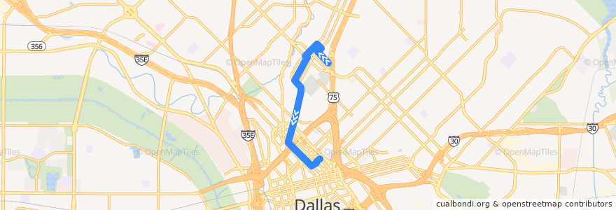 Mapa del recorrido M-Line: Cityplace => Federal & Olive de la línea  en Dallas.