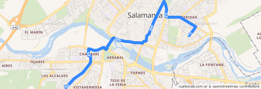 Mapa del recorrido 8. Chamberí → Prosperidad de la línea  en Salamanca.