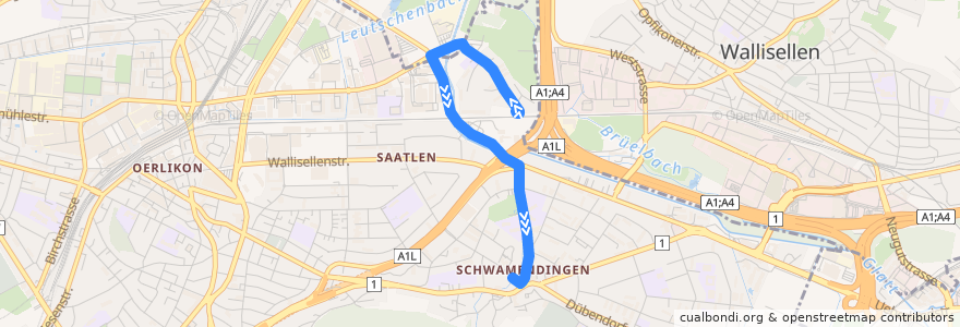 Mapa del recorrido Bus 79: Zürich, Auzelg Ost → Schwamendingerplatz de la línea  en 蘇黎世.