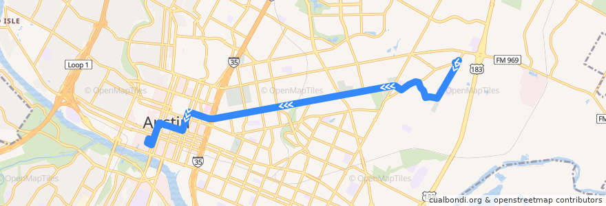 Mapa del recorrido Capital Metro 6 East 12th (westbound) de la línea  en Остин.