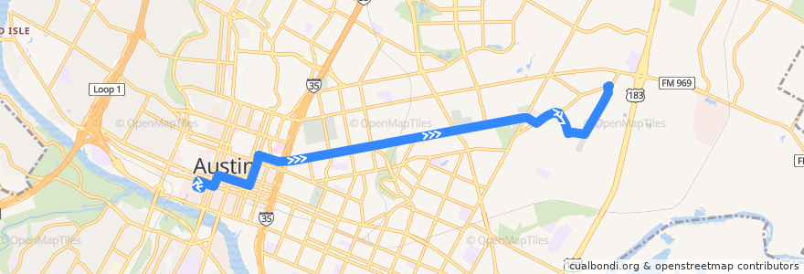 Mapa del recorrido Capital Metro 6 East 12th (eastbound) de la línea  en Austin.