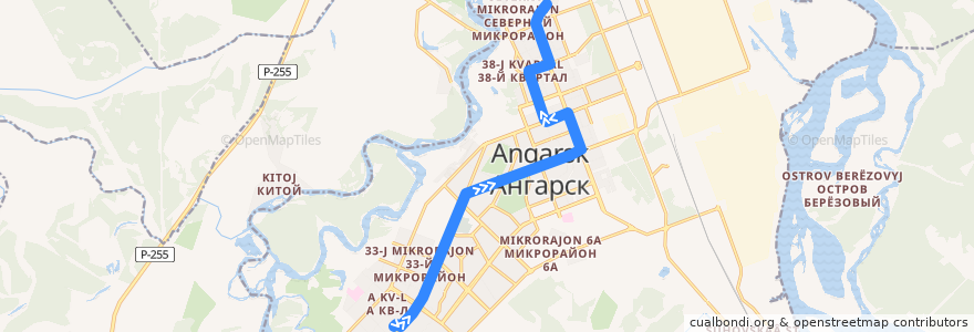 Mapa del recorrido Трамвай 6: Сангородок — 205-й квартал de la línea  en Ангарский городской округ.