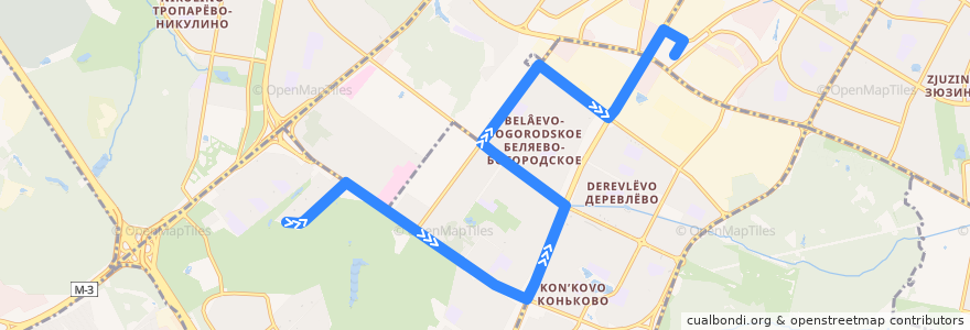 Mapa del recorrido Автобус 295: 9-й микрорайон Тёплого Стана - станция метро "Калужская" de la línea  en 西南行政区.