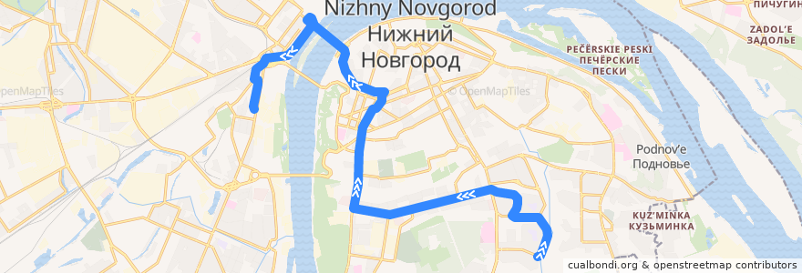 Mapa del recorrido Автобус 50: микрорайон Кузнечиха-2 - улица Долгополова de la línea  en городской округ Нижний Новгород.