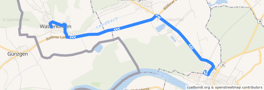 Mapa del recorrido Bus 546: Hüntwangen-Wil, Bahnhof => Wasterkingen, Gemeindehaus de la línea  en Bezirk Bülach.