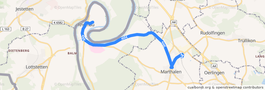 Mapa del recorrido Bus 620: Marthalen, Bahnhof => Rheinau, Unterstadt de la línea  en Bezirk Andelfingen.