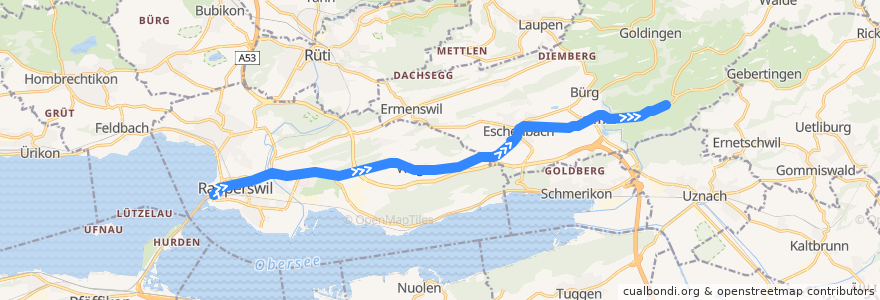 Mapa del recorrido Bus 622: Rapperswil SG, Bahnhof => Eschenbach SG, Dorftreff => St. Gallenkappel, Post de la línea  en Wahlkreis See-Gaster.