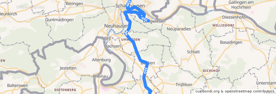 Mapa del recorrido Bus 630: Schaffhausen, Bahnhof => Marthalen, Bahnhof de la línea  en سوئیس.