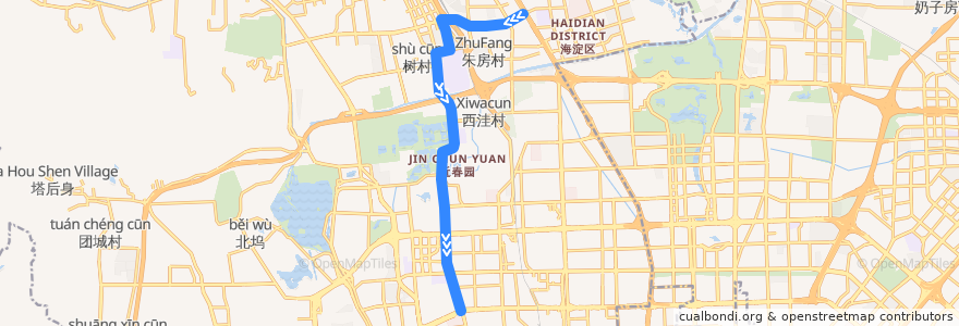 Mapa del recorrido Bus 614: 单村 => 大钟寺 de la línea  en 海淀区.