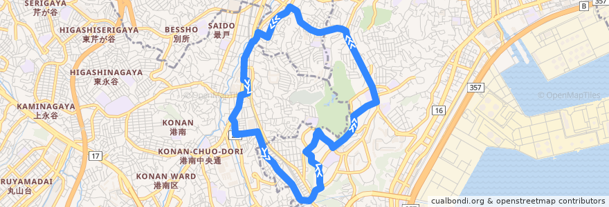 Mapa del recorrido 京急バス　上3 汐見台循環 de la línea  en 横浜市.