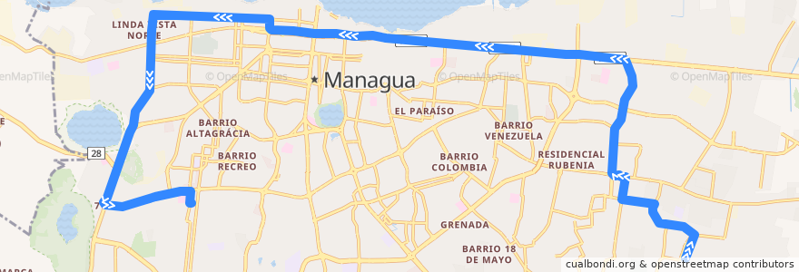 Mapa del recorrido Ruta 112: Villa Libertad -> Colonia Independencia de la línea  en Managua.