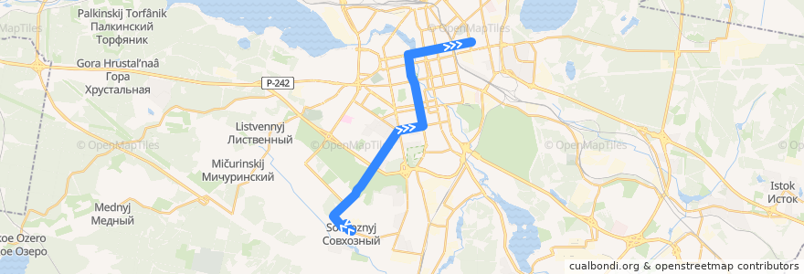 Mapa del recorrido Автобус 050. Патра - УрФУ de la línea  en городской округ Екатеринбург.