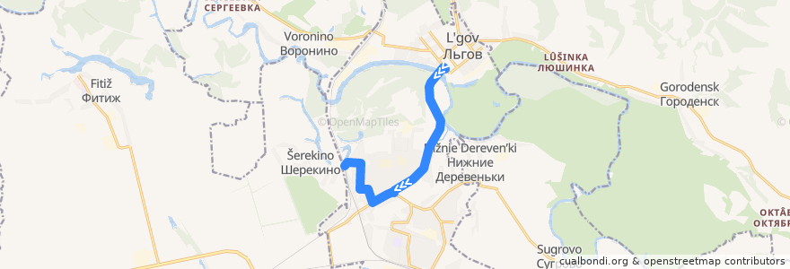 Mapa del recorrido Автобус №8: Льгов (АС) - д.Шерекино de la línea  en городской округ Льгов.