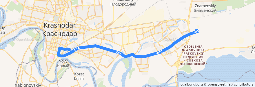 Mapa del recorrido Троллейбус №7. Аэропорт - Краснодар-1 de la línea  en городской округ Краснодар.