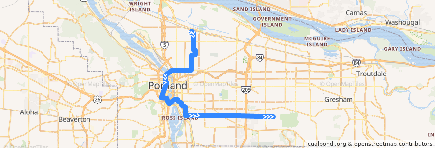 Mapa del recorrido Bus 17: Saratoga & 27th => Holgate & 134th de la línea  en Portland.