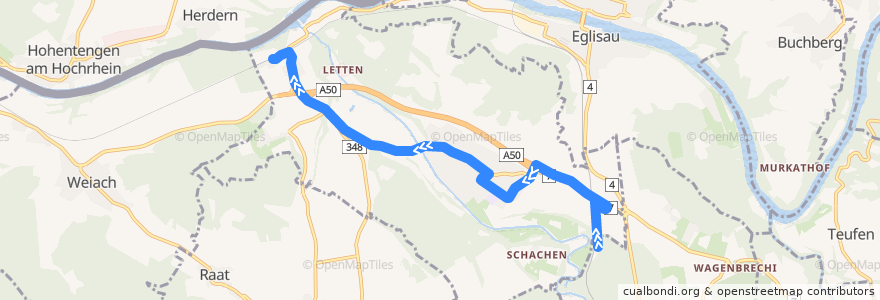 Mapa del recorrido Bus 540: Glattfelden, Bahnhof => Zweidlen, Bahnhof de la línea  en Glattfelden.