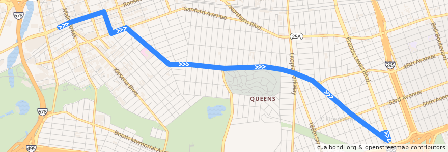 Mapa del recorrido NYCB - Q26 de la línea  en Queens.