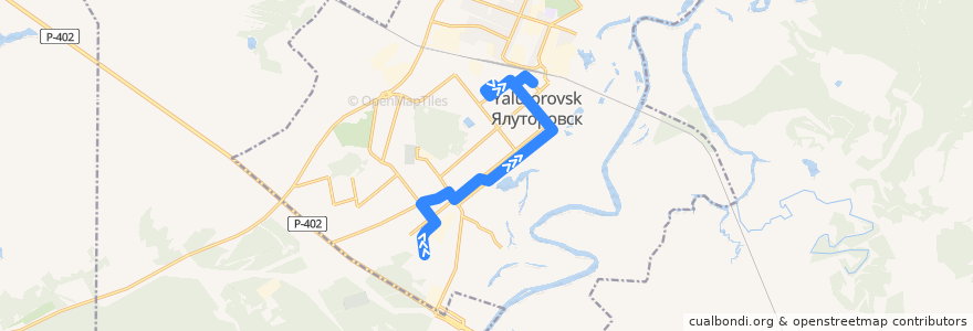 Mapa del recorrido Автобус №7Б:  м/р Южный - Вокзал de la línea  en городской округ Ялуторовск.