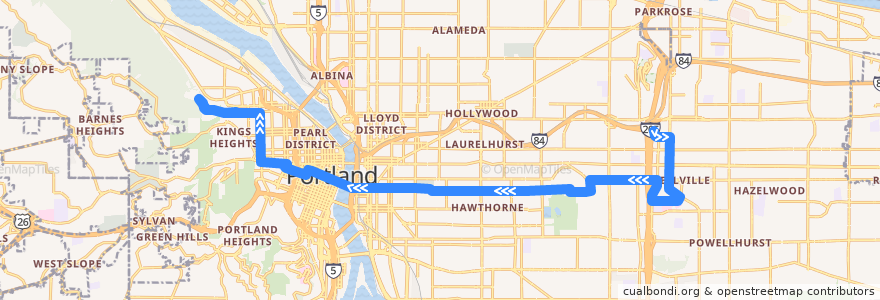 Mapa del recorrido Bus 15: Gateway Transit Center => Thurman Street de la línea  en Portland.