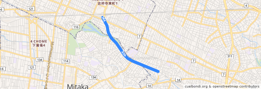 Mapa del recorrido 京王電鉄井の頭線 de la línea  en Tokyo.