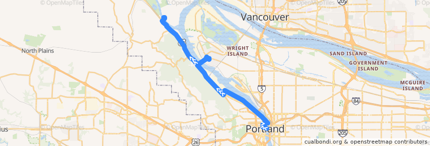 Mapa del recorrido Bus 16: Portland => Sauvie Island de la línea  en Portland.